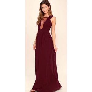 Lulus Dazzling Decadence Burgundy Maxi Dress
